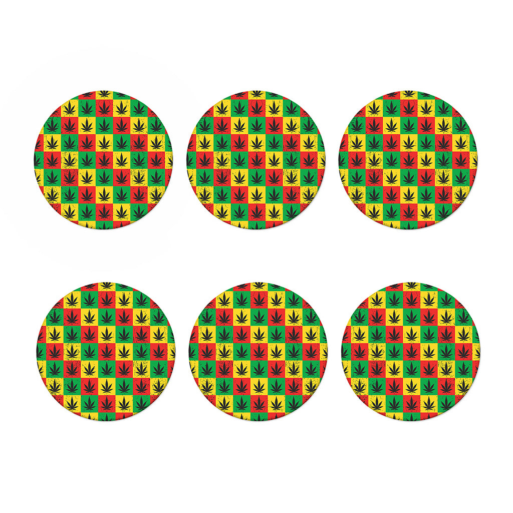 Reggae Marijuana Leaf Pattern Print Coaster Set