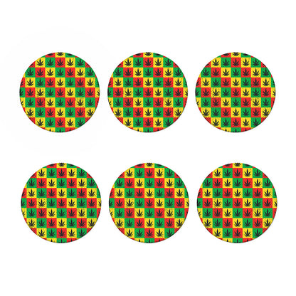 Reggae Marijuana Leaf Pattern Print Coaster Set