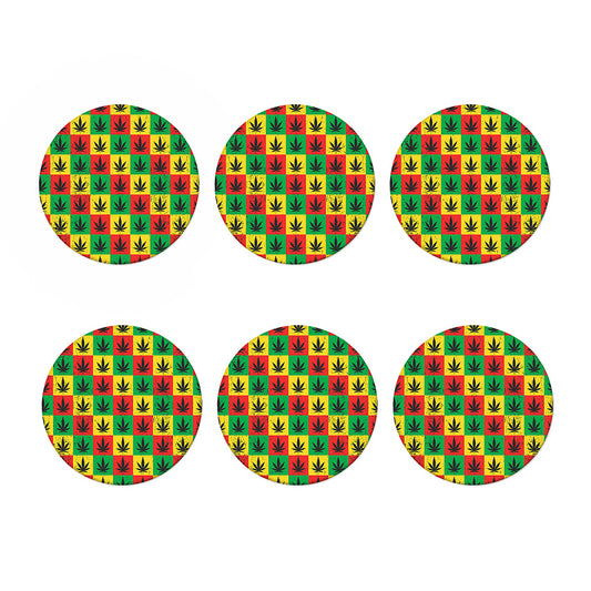 Reggae Marijuana Leaf Pattern Print Coaster Set