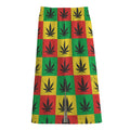 Reggae Marijuana Leaf Pattern Print Cotton Front Slit Maxi Skirt