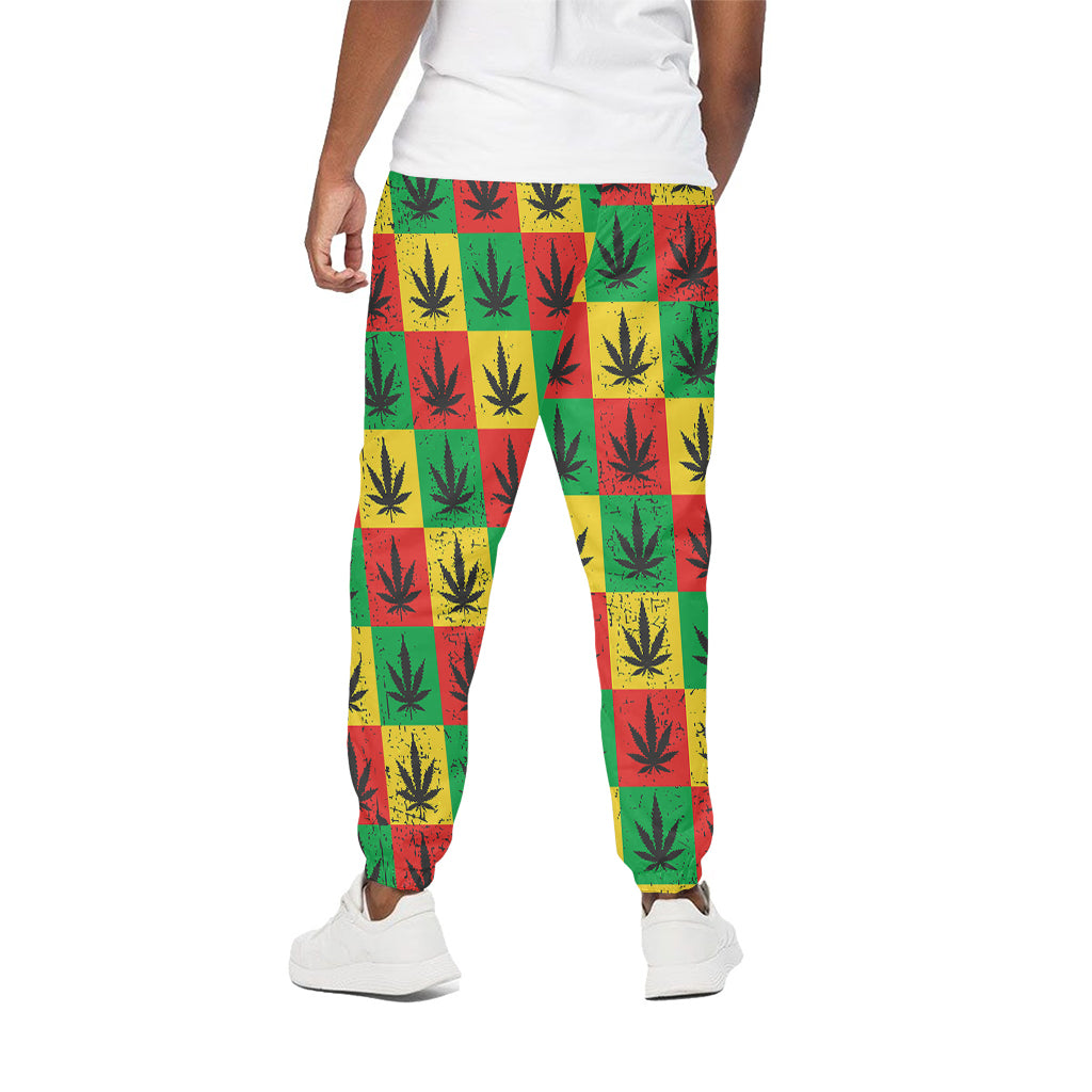Reggae Marijuana Leaf Pattern Print Cotton Pants