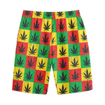 Reggae Marijuana Leaf Pattern Print Cotton Shorts