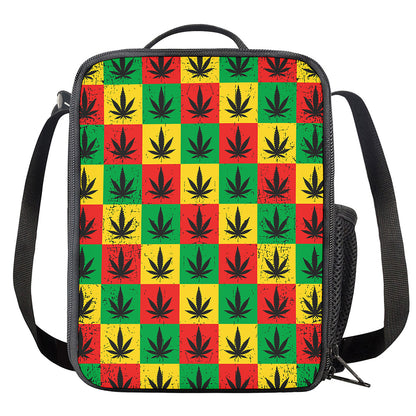 Reggae Marijuana Leaf Pattern Print Crossbody Lunch Bag
