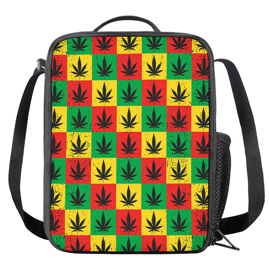 Reggae Marijuana Leaf Pattern Print Crossbody Lunch Bag