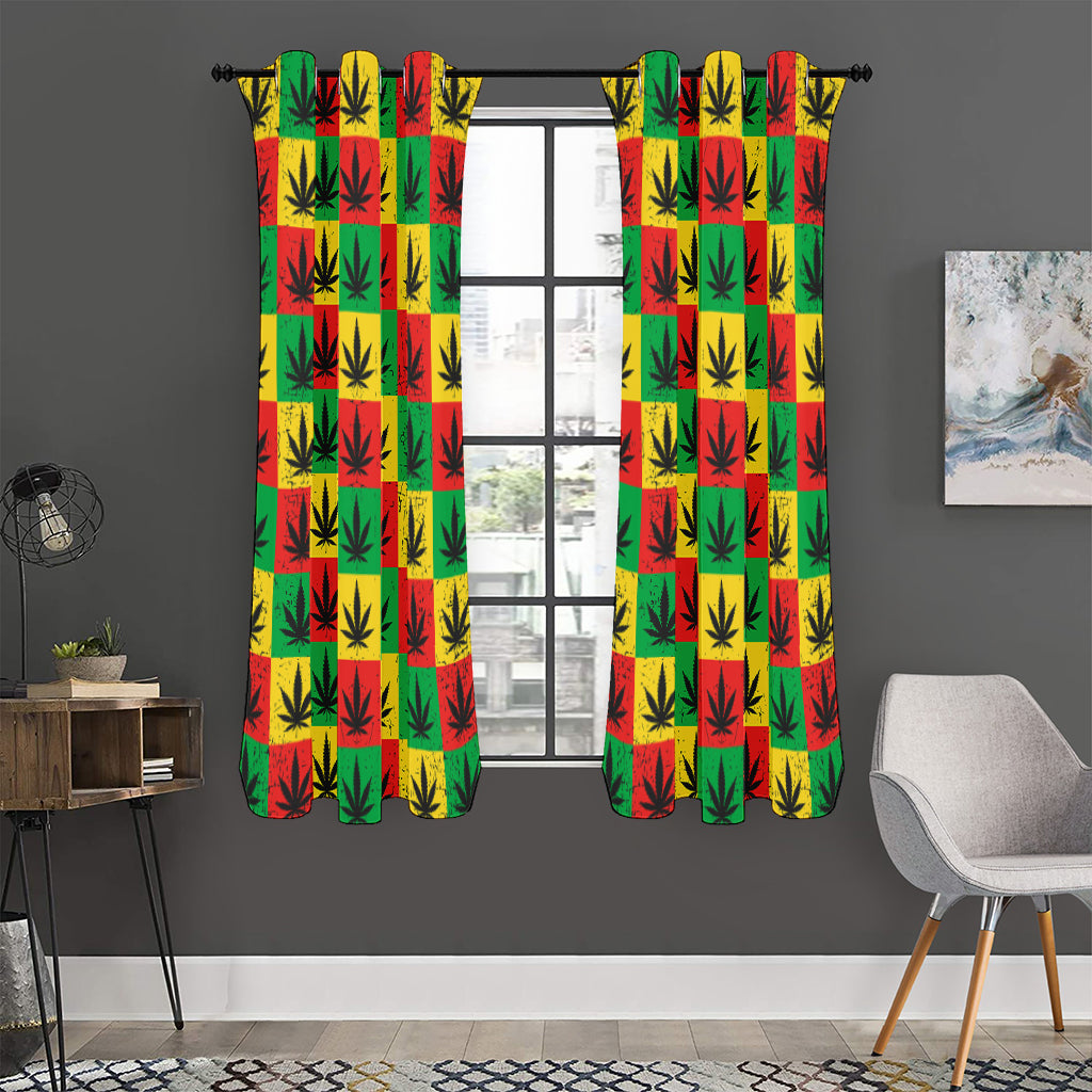 Reggae Marijuana Leaf Pattern Print Curtain