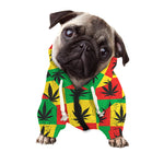 Reggae Marijuana Leaf Pattern Print Dog Zip Up Hoodie