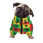 Reggae Marijuana Leaf Pattern Print Dog Zip Up Jacket