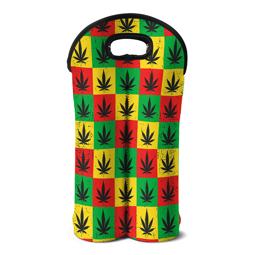 Reggae Marijuana Leaf Pattern Print Double Neoprene Wine Tote