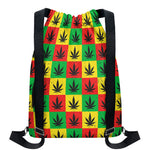 Reggae Marijuana Leaf Pattern Print Drawstring Backpack