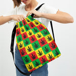 Reggae Marijuana Leaf Pattern Print Drawstring Backpack