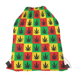 Reggae Marijuana Leaf Pattern Print Drawstring Bag