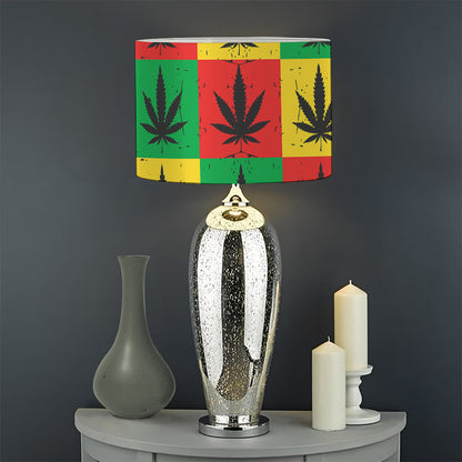 Reggae Marijuana Leaf Pattern Print Drum Lamp Shade
