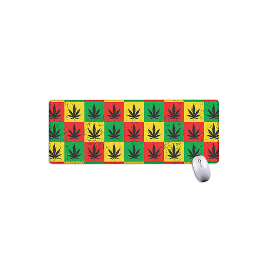Reggae Marijuana Leaf Pattern Print Extended Mouse Pad