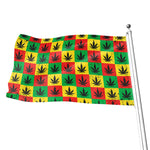 Reggae Marijuana Leaf Pattern Print Flag