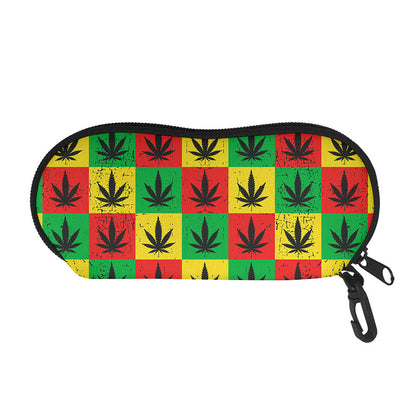 Reggae Marijuana Leaf Pattern Print Glasses Case