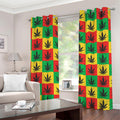 Reggae Marijuana Leaf Pattern Print Grommet Curtains