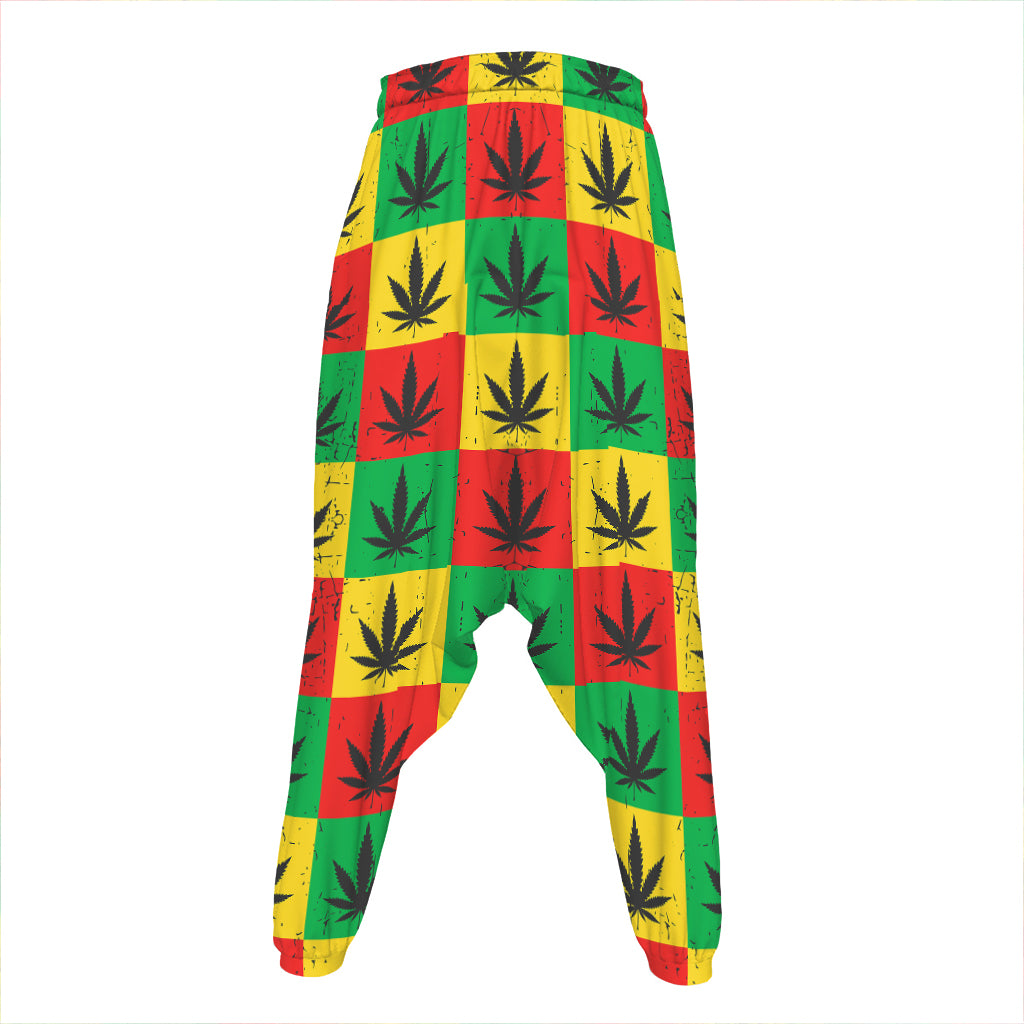 Reggae Marijuana Leaf Pattern Print Hammer Pants