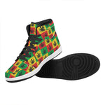 Reggae Marijuana Leaf Pattern Print High Top Leather Sneakers