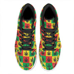 Reggae Marijuana Leaf Pattern Print High Top Leather Sneakers
