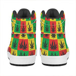 Reggae Marijuana Leaf Pattern Print High Top Leather Sneakers