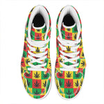 Reggae Marijuana Leaf Pattern Print High Top Leather Sneakers