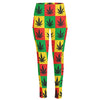 Reggae Marijuana Leaf Pattern Print High-Waisted Pocket Leggings