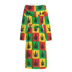 Reggae Marijuana Leaf Pattern Print Hooded Bathrobe