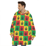 Reggae Marijuana Leaf Pattern Print Hoodie Blanket