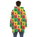 Reggae Marijuana Leaf Pattern Print Hoodie Blanket