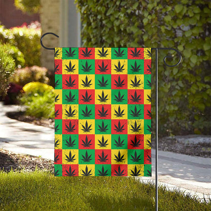 Reggae Marijuana Leaf Pattern Print House Flag