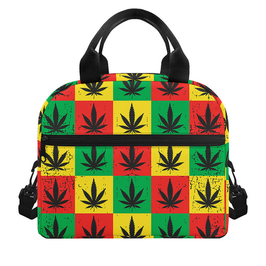 Reggae Marijuana Leaf Pattern Print Insulated Lunch Bag