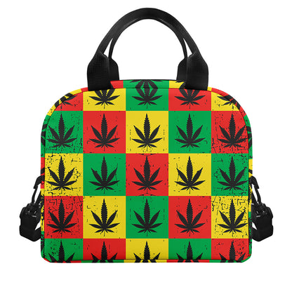 Reggae Marijuana Leaf Pattern Print Insulated Lunch Bag