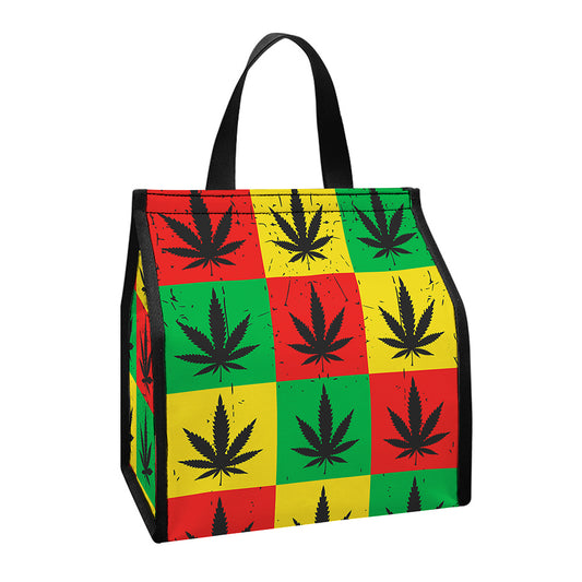 Reggae Marijuana Leaf Pattern Print Insulated Lunch Tote