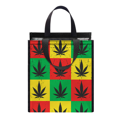 Reggae Marijuana Leaf Pattern Print Insulated Lunch Tote