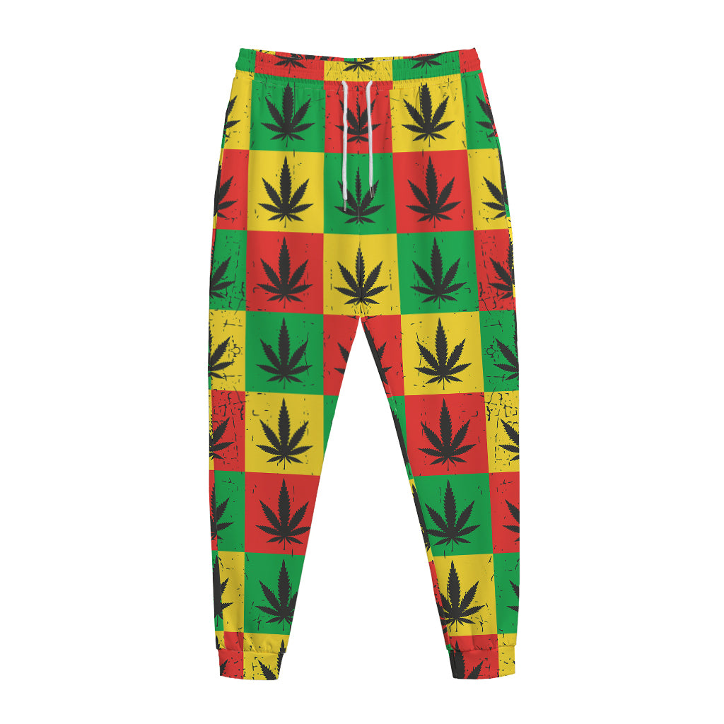 Reggae Marijuana Leaf Pattern Print Jogger Pants