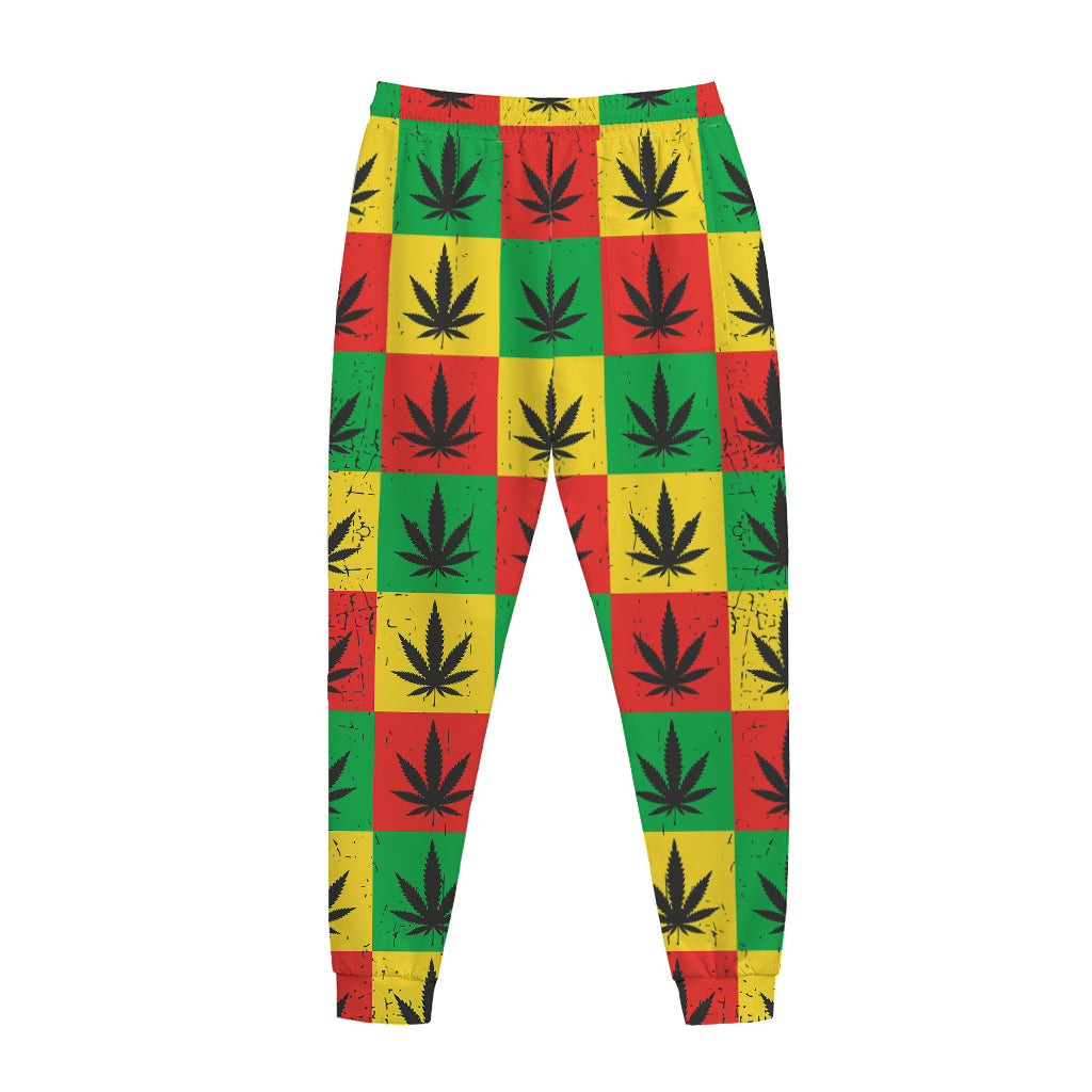 Reggae Marijuana Leaf Pattern Print Jogger Pants