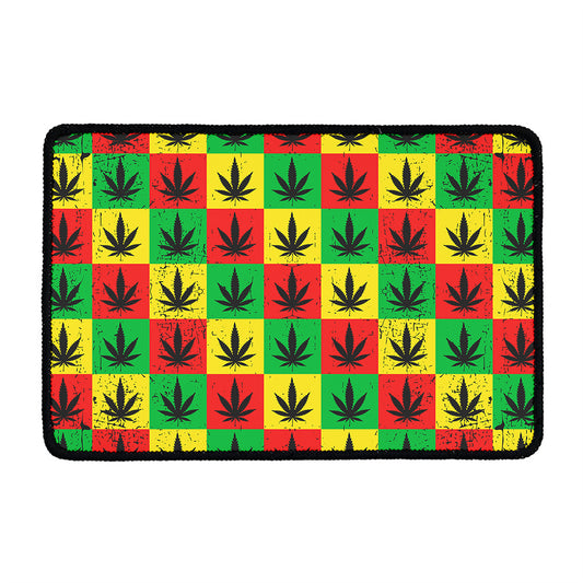 Reggae Marijuana Leaf Pattern Print Kitchen Mat