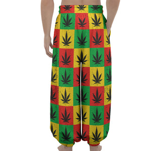 Reggae Marijuana Leaf Pattern Print Lantern Pants