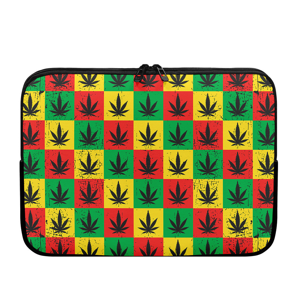 Reggae Marijuana Leaf Pattern Print Laptop Sleeve