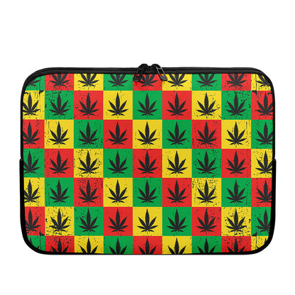 Reggae Marijuana Leaf Pattern Print Laptop Sleeve