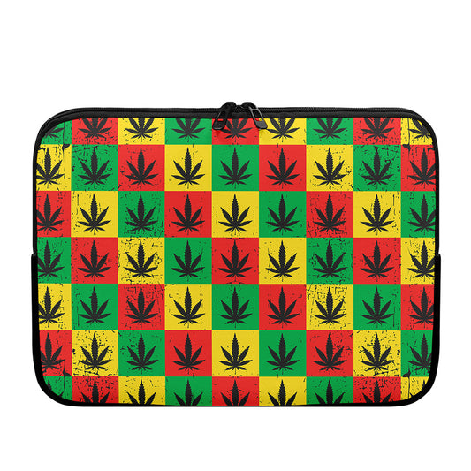 Reggae Marijuana Leaf Pattern Print Laptop Sleeve