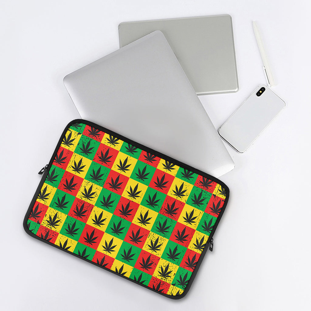 Reggae Marijuana Leaf Pattern Print Laptop Sleeve