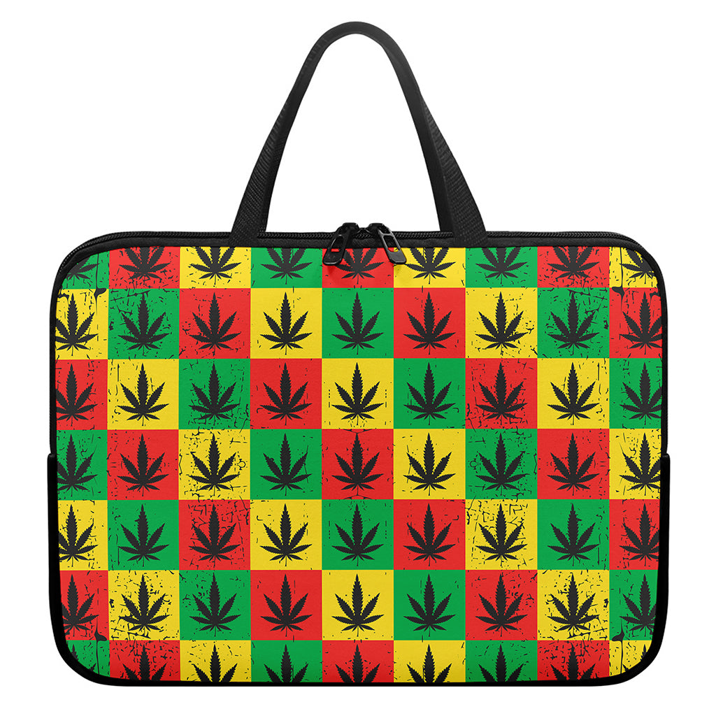 Reggae Marijuana Leaf Pattern Print Laptop Sleeve With Handle