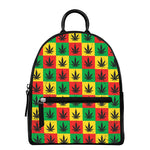 Reggae Marijuana Leaf Pattern Print Leather Backpack
