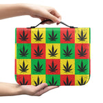 Reggae Marijuana Leaf Pattern Print Leather Bible Cover