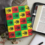 Reggae Marijuana Leaf Pattern Print Leather Bible Cover