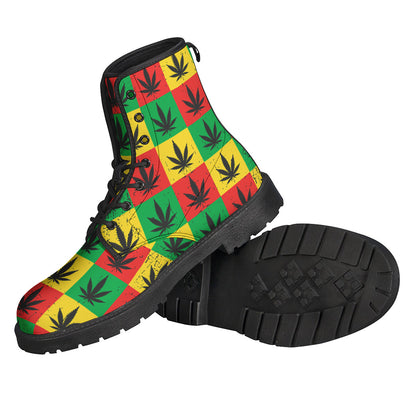 Reggae Marijuana Leaf Pattern Print Backpack