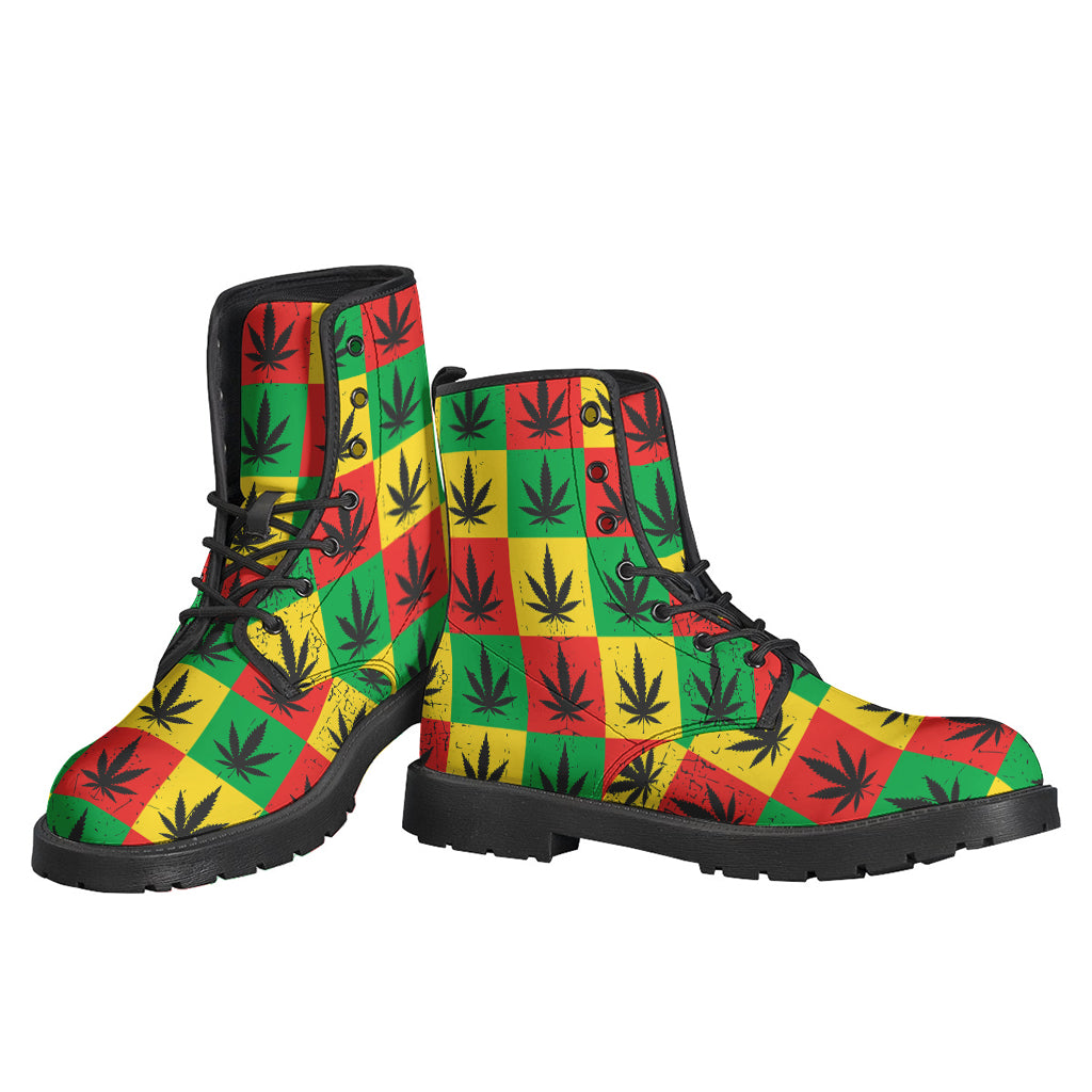 Reggae Marijuana Leaf Pattern Print Backpack