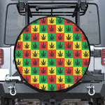 Reggae Marijuana Leaf Pattern Print Leather Spare Tire Cover