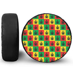 Reggae Marijuana Leaf Pattern Print Leather Spare Tire Cover